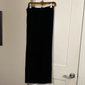 Black velvet dress pleated pants with black/gold front/back buttoned waistband